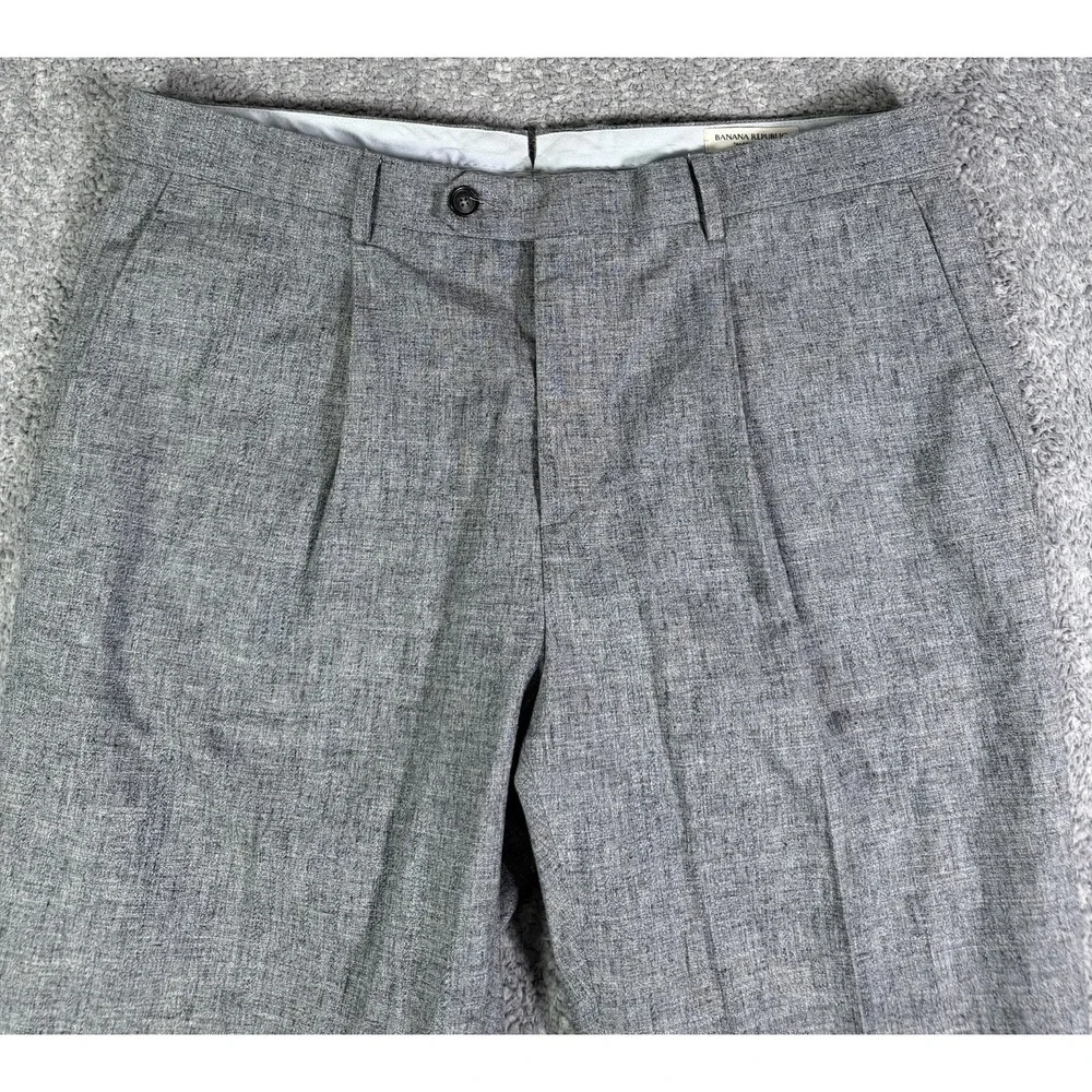 Banana Republic Tailored Slim Fit Gray Pants 36x32 Mario Bellucci Linen Blend